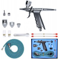 Spray Gun, Sturdy Durable 3 Cups Multi-Purpose Gravity Spray Gun Trigger Airbrush Set 166 A K for Spray Paint Art Painting